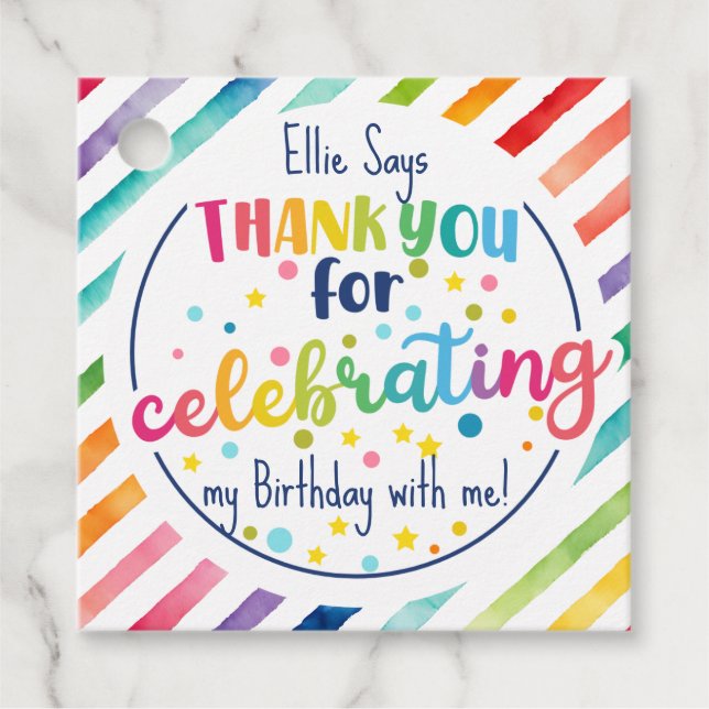 Étiquettes Cadeau Merci pour fêter avec moi Favor Tags (Devant)