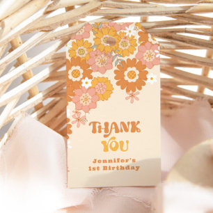 Étiquettes-cadeau Merci pour la baby shower Groovy baby boho rétro a