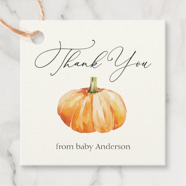 Étiquettes Cadeau Merci pour la citrouille d'automne orange (Devant)