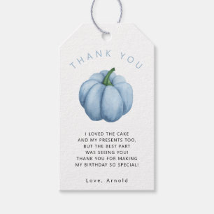 Étiquettes-cadeau Merci pour la fête d'anniversaire de citrouille