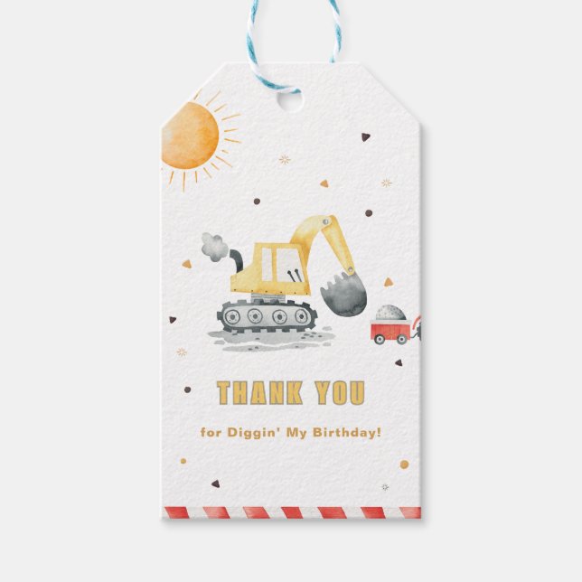 Étiquettes-cadeau Merci pour la fête d'anniversaire de construction  (Devant)