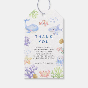 Étiquettes-cadeau Merci pour la fête d'anniversaire sous la mer