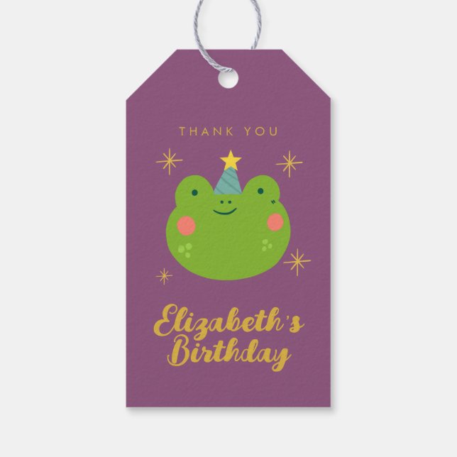 Étiquettes-cadeau Merci pour l'anniversaire de la grenouille mignonn (Dos)