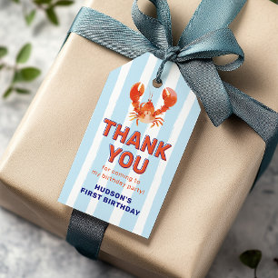 Étiquettes-cadeau Merci pour l'anniversaire des enfants Lobster