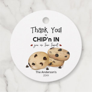 Étiquettes Cadeau Merci pour les biscuits aux pépites de chocolat