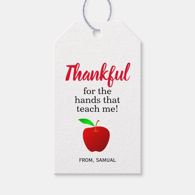 Étiquettes-cadeau Merci pour les mains qui m'enseignent le don de l' (Devant)