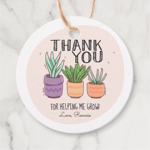 Étiquettes Cadeau Merci pour m'aider à développer l'appréciation de
