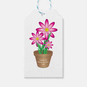 Étiquettes-cadeau Merci pour m'aider élèvent - la fleur heureuse