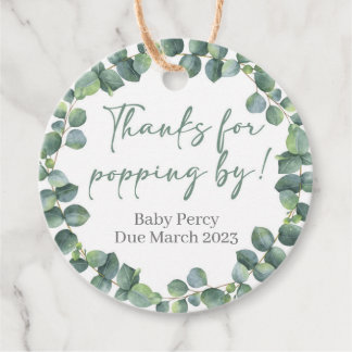 Étiquettes Cadeau Merci pour Popping By Champagne Baby shower Favor
