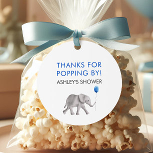 Étiquettes Cadeau Merci pour Popping By Tags, Elephant Baby shower