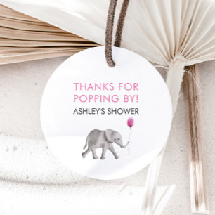 Étiquettes Cadeau Merci pour Popping By Tags, Elephant Baby shower