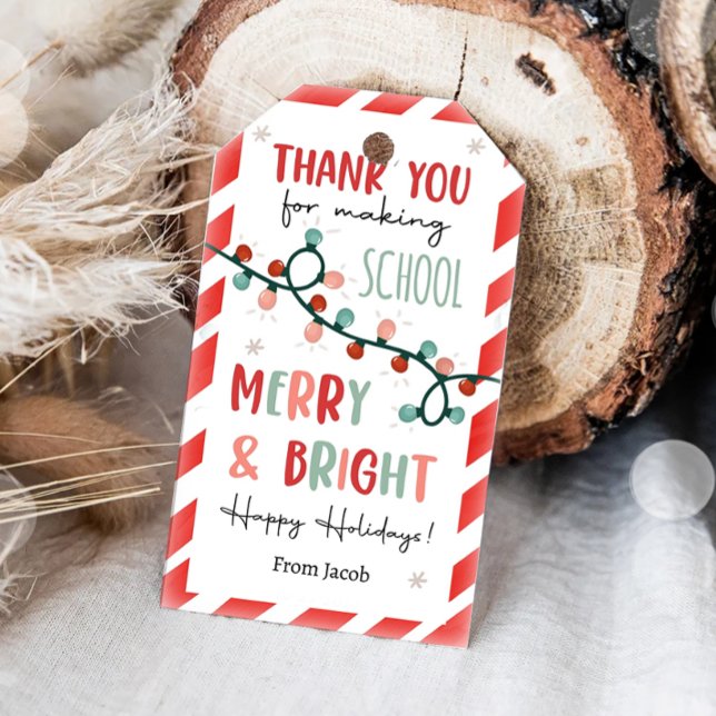 Étiquettes-cadeau Merci pour rendre l'école joyeuse et brillante (Créateur téléchargé)