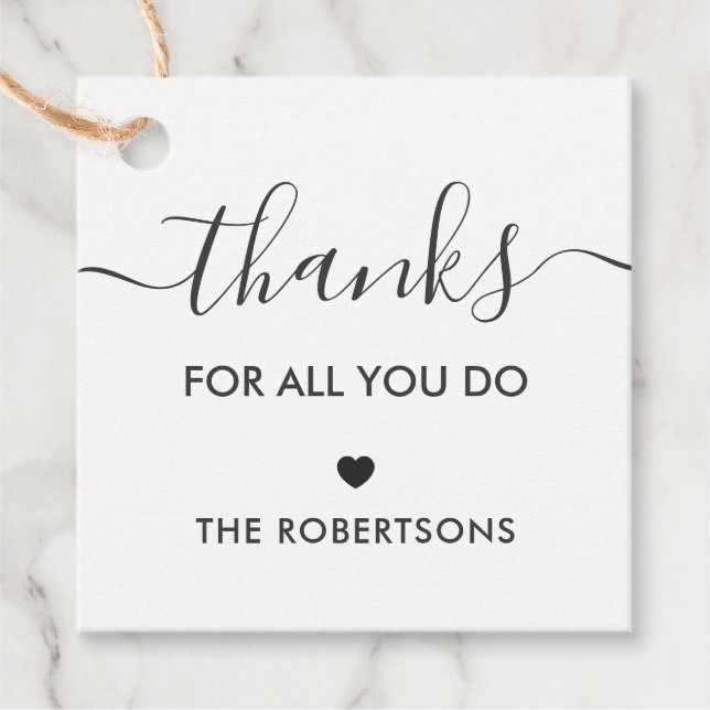 Étiquettes Cadeau Merci Pour Tout Ce Que Vous Faites Balise Cadeau,  (Devant)