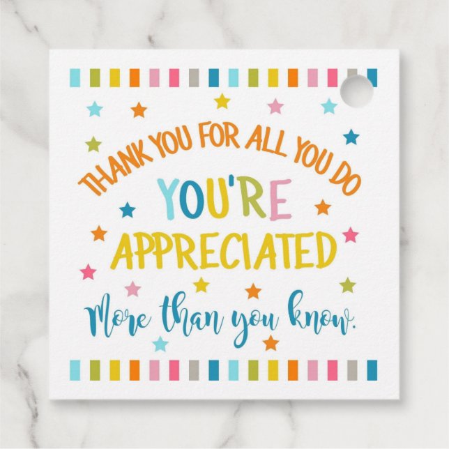 Étiquettes Cadeau Merci pour tout ce que vous faites, vous êtes plus (Dos)