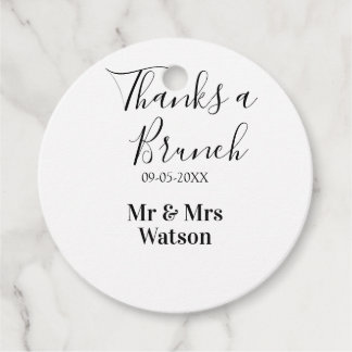 Étiquettes Cadeau Merci pour un nom de brunch post-mariage simple