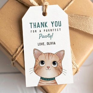 Étiquettes-cadeau Merci pour une fête parfaite avec un petit chaton