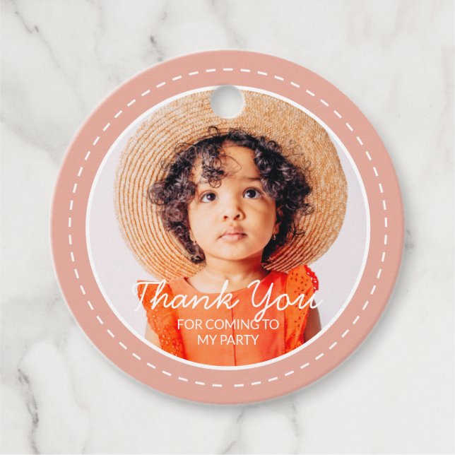 Étiquettes Cadeau Merci Pour Venir Préppy Moderne Photo Personnalisé (Devant)