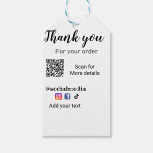 Étiquettes-cadeau Merci pour votre commande ajouter q r coordonnées