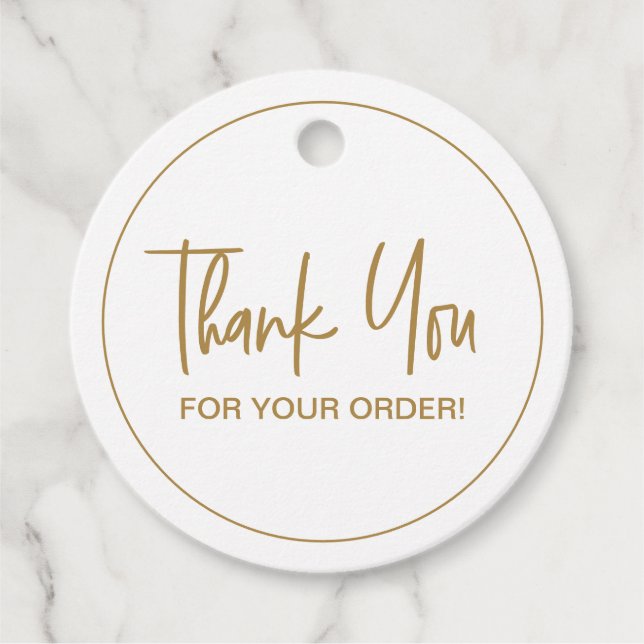 Étiquettes Cadeau Merci pour votre commande Script moderne (Devant)