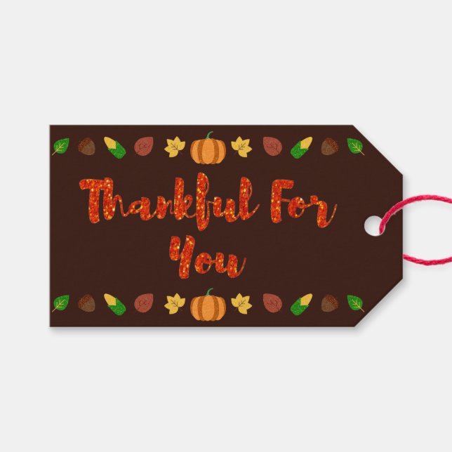 Étiquettes-cadeau Merci Pour Vous, Thanksgiving (Devant (Horizontal))
