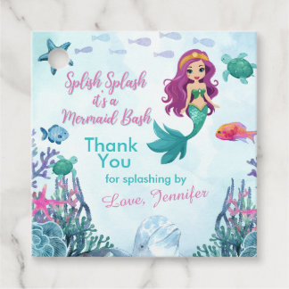 Étiquettes Cadeau Merci pourpre à la sirène à éclaboussure