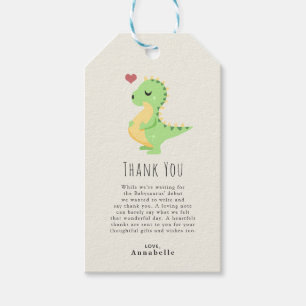 Étiquettes-cadeau Merci Preggosaurus Mignon Dinosaure Baby Shower 