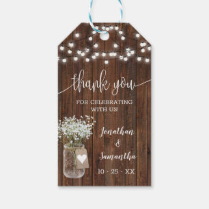 Étiquettes-cadeau Merci réception douche rustique