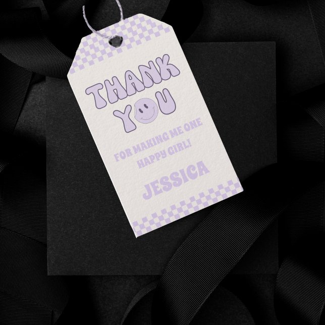 Étiquettes-cadeau Merci Retro Super 1er anniversaire Fête Favoriser (Créateur téléchargé)