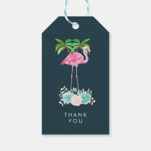 Étiquettes-cadeau Merci rose de palmiers de Flamant rose