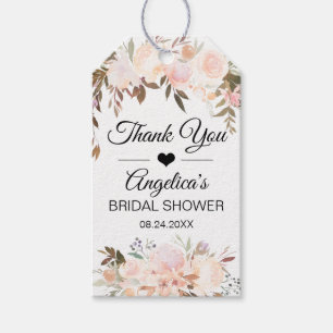Étiquettes-cadeau Merci rose floral de Fête de la mariée d'aquarel