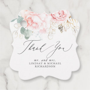 Étiquettes Cadeau Merci rose floral élégant Favoriser Tags