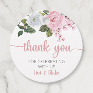 Étiquettes Cadeau Merci rose Floral Mariage Favor Tags