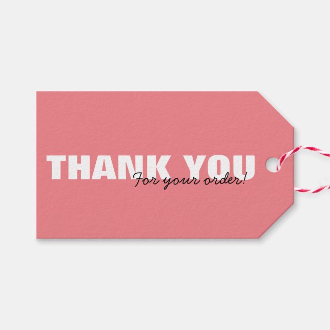 Étiquettes-cadeau Merci rose moderne pour la pendaison de commande (Devant (Horizontal))