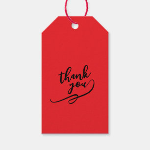 Étiquettes-cadeau Merci Rouge Écarlate Classique Unique Simple