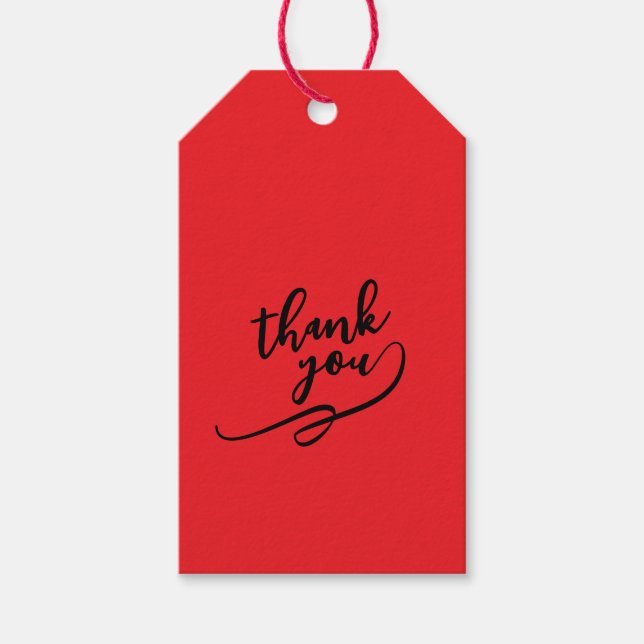 Étiquettes-cadeau Merci Rouge Écarlate Classique Unique Simple (Devant)