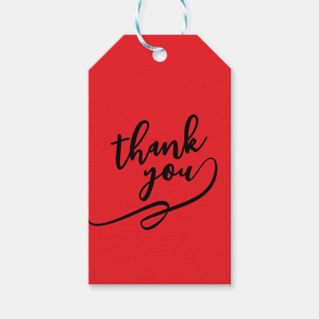Étiquettes-cadeau Merci Rouge Éclatant Classique Unique Simple (Devant)