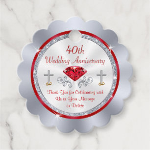 Étiquettes Cadeau Merci Ruby Anniversaire Favorise Tags