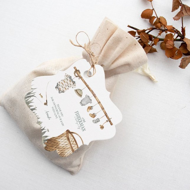 Étiquettes Cadeau Merci rustique de Baby shower pêcheur (Créateur téléchargé)