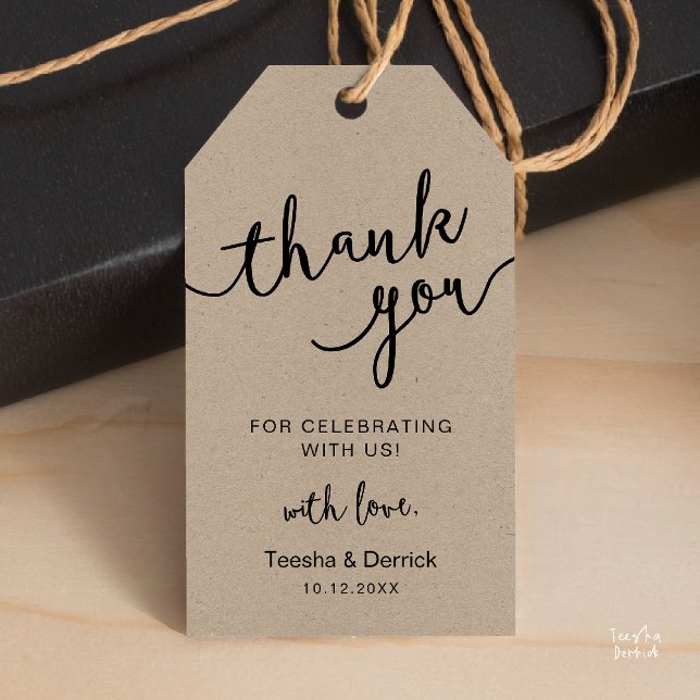 Étiquettes-cadeau Merci rustique du mariage (Rustic Wedding Party Thank You Gift Tags in cottage brown kraft theme)