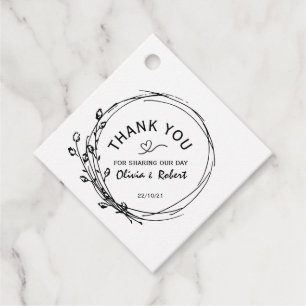 Étiquettes Cadeau Merci Rustique Floral Mariage Favoriser les étique