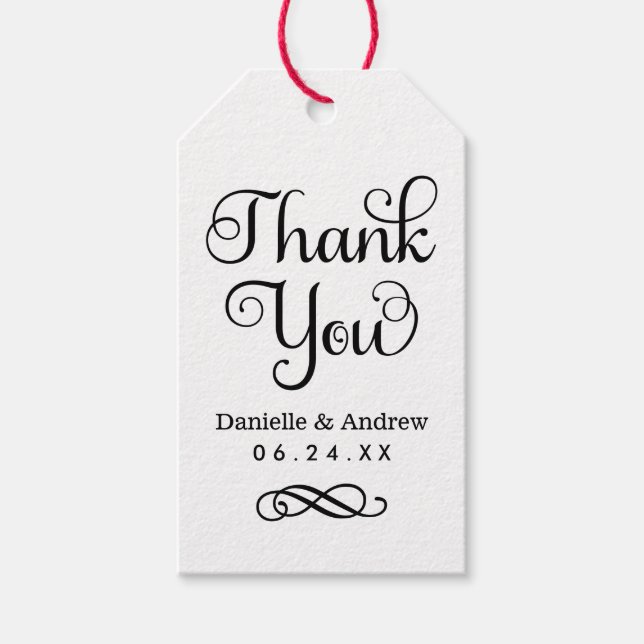 Étiquettes-cadeau Merci Rustique Kraft Mariage de script moderne (Devant)