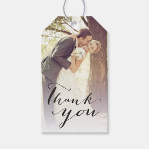 Étiquettes-cadeau Merci Script Calligraphy Mariage Tags cadeaux