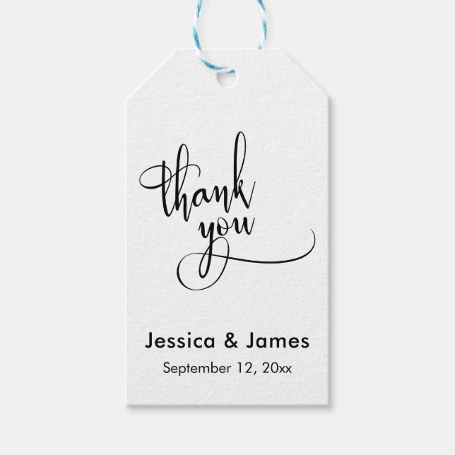 Étiquettes-cadeau Merci Script Élaboré Mariage Personnalisé (Devant)