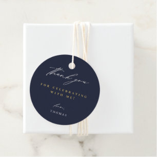 Étiquettes Cadeau Merci Script moderne bleu marine