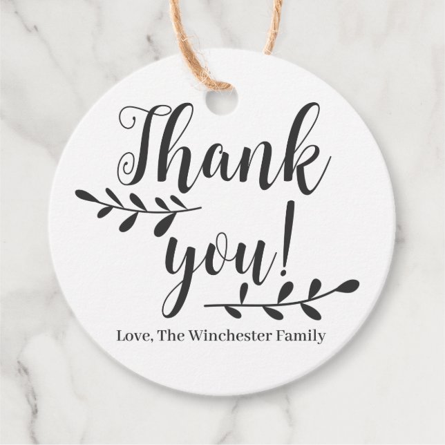 Étiquettes Cadeau Merci script personnalisé rustique Thanksgiving (Devant)