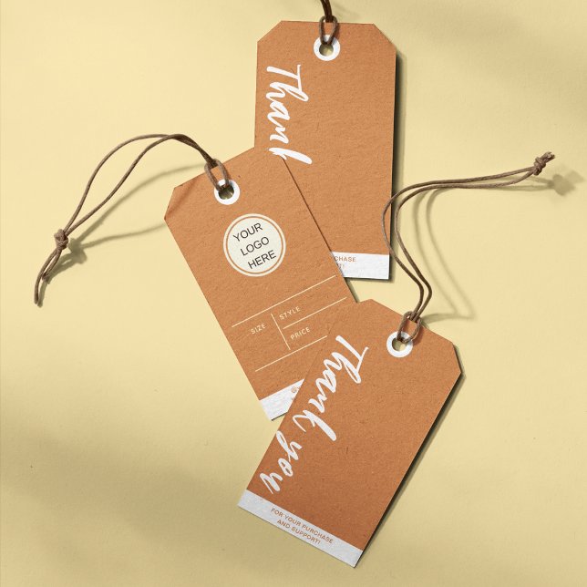 Étiquettes-cadeau Merci Script Vêtements Prix de l'entreprise Logo (Créateur téléchargé)