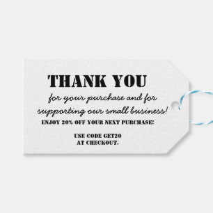 Étiquettes-cadeau Merci simple d'affaires blanc pour l'insertion de