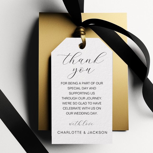 Étiquettes-cadeau Merci! Simple, élégant, blanc, écriture manuscrite (Créateur téléchargé)