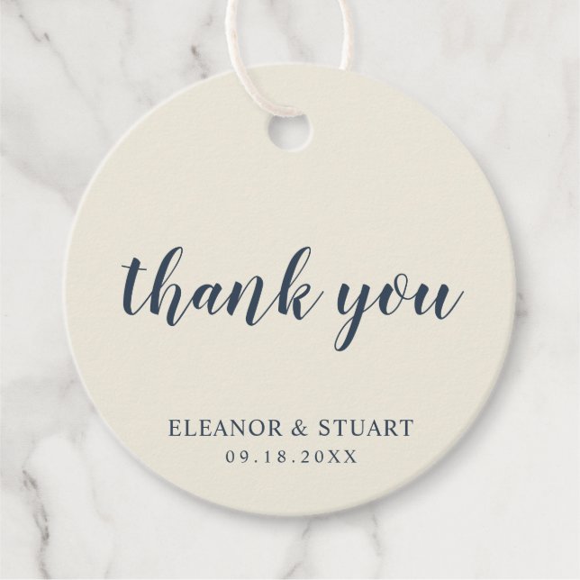 Étiquettes Cadeau Merci Simple Uni Couleur Ivoire Mariage (Devant)