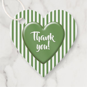 Étiquettes Cadeau Merci Simples Tailles Motif Vert/Blanc Coeur